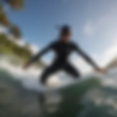 Action shot with GoPro head mount while surfing