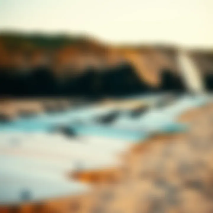 Ready to Ride: Surfboards at Hossegor Surfboards lined up on the sandy beach ready for action