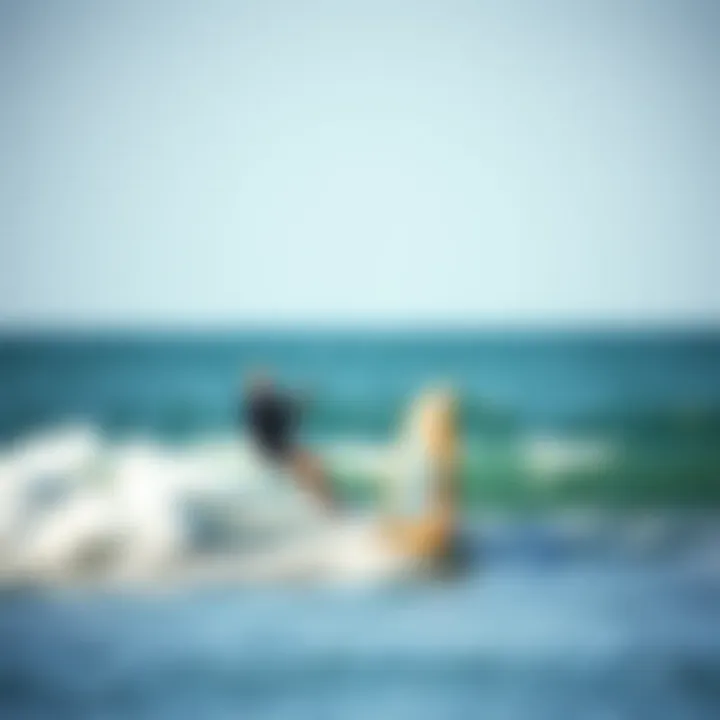 Mastering the Waves A seasoned windsurfer skillfully navigating waves with a hydrofoil setup in the background