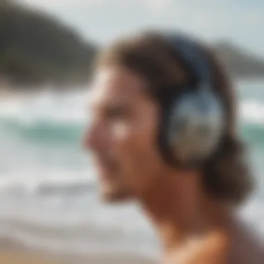 Illustration of surfers with ear protection