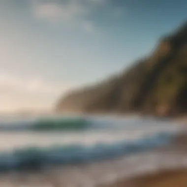 Breathtaking coastal scenery with surfers in action