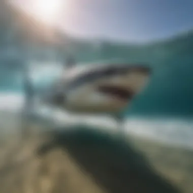 A majestic shark gliding through clear ocean waters