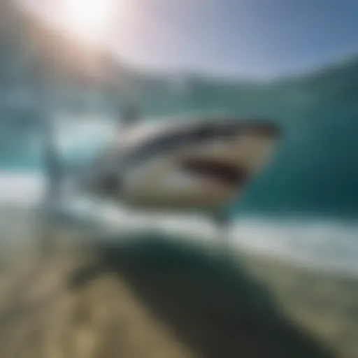 A majestic shark gliding through clear ocean waters