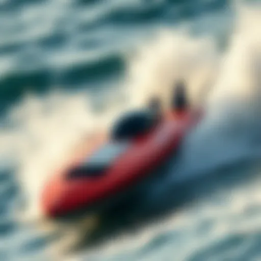 Dynamic jet powered surfboard in action on waves