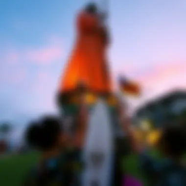 Cultural Celebration at Kahanamoku Statue Cultural celebration around the Kahanamoku Statue