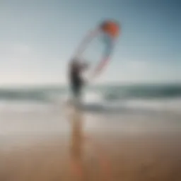 Kite surfing setup on the beach