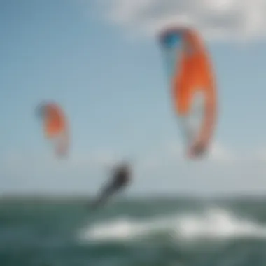 A stunning view of kite surfers gliding over the water in Orlando