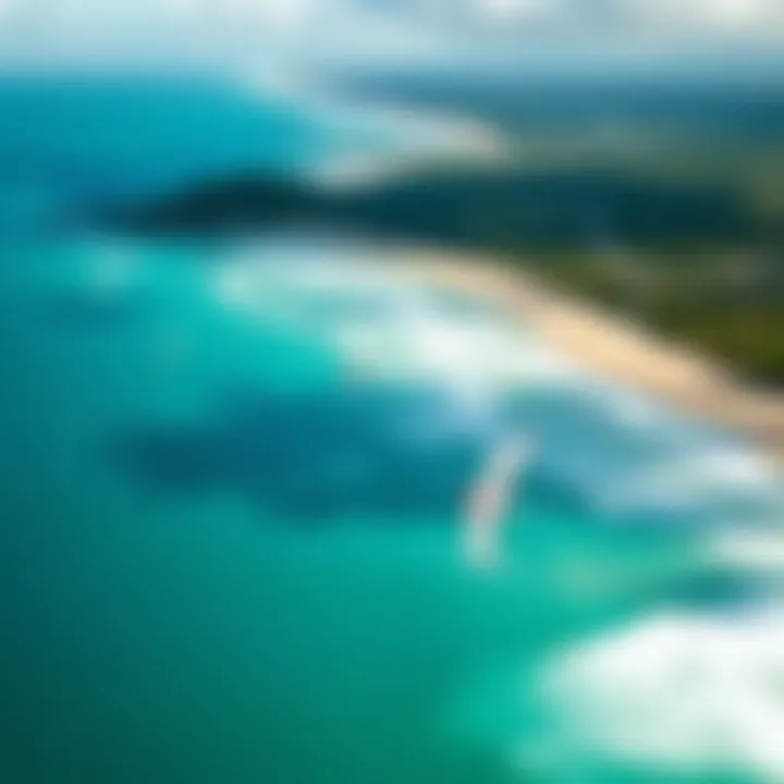Aerial view of kiteboarding spots in Puerto Rico