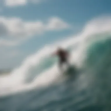 Kitesurfers navigating through challenging waves