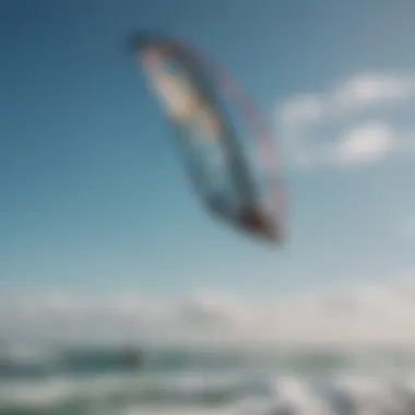 Close-up of a cutting-edge kitesurfing kite showcasing its design.