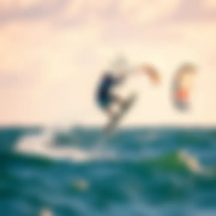 Advanced kitesurfer performing a trick above the water