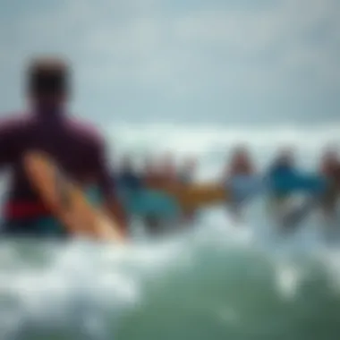 Surfing Community Enjoying Wave Foil Boards Surfing community enjoying wave foil boards