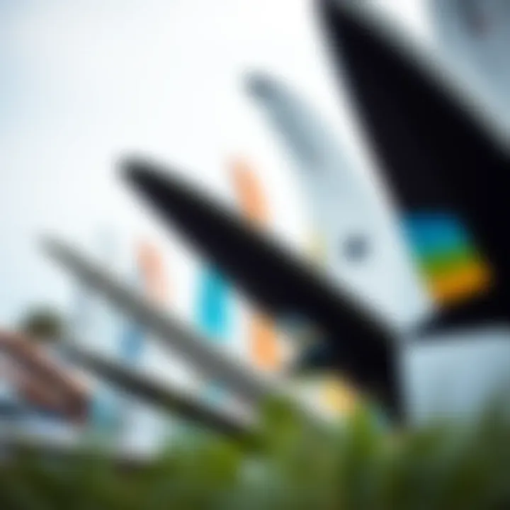 Variety of Wave Foil Boards Displayed Variety of wave foil boards displayed