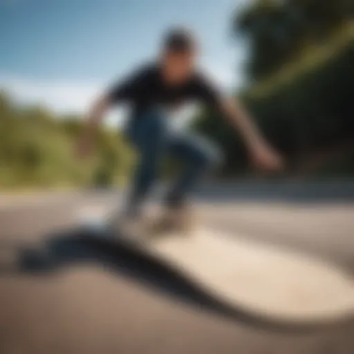 Skateboard deck positioned for an ollie