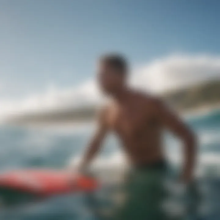 Surfer practicing breath control in the ocean