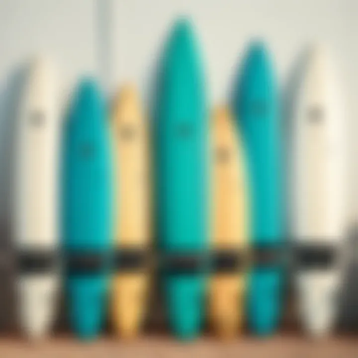 Different sizes of Naish Triad surfboards on display