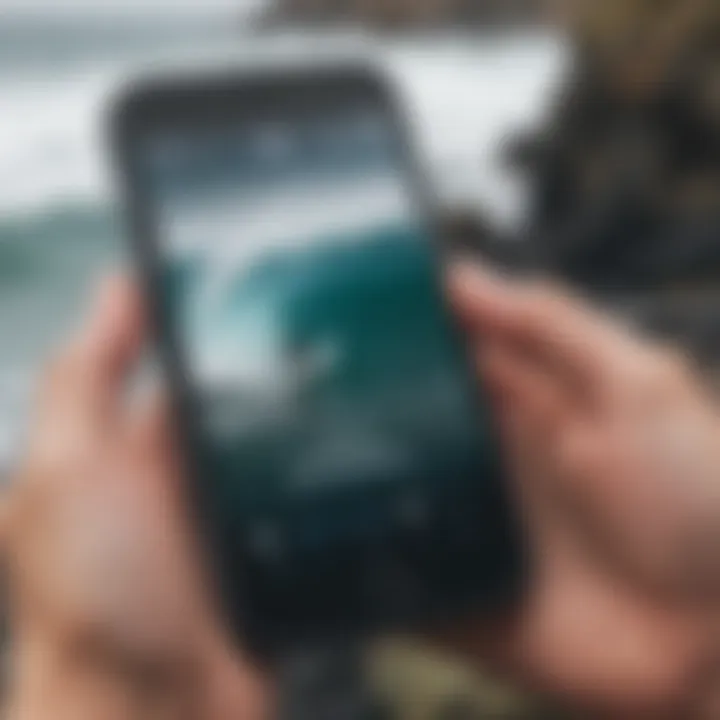 Smartphone displaying a surf report app