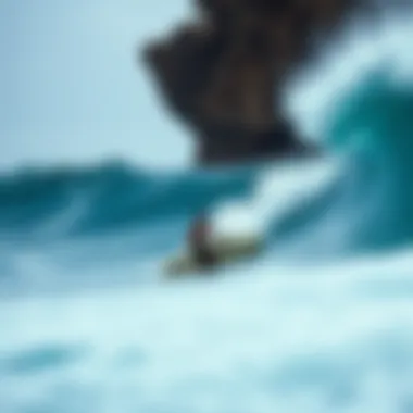 Surfers in Action at North Shore Surfers tackling the formidable waves at North Shore, capturing the essence of surf culture.