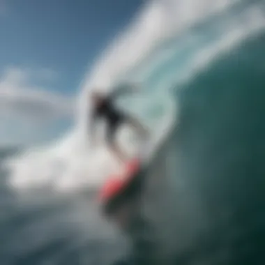 The Ocean Rodeo Mako surfboard in action on a wave, demonstrating its performance capabilities.