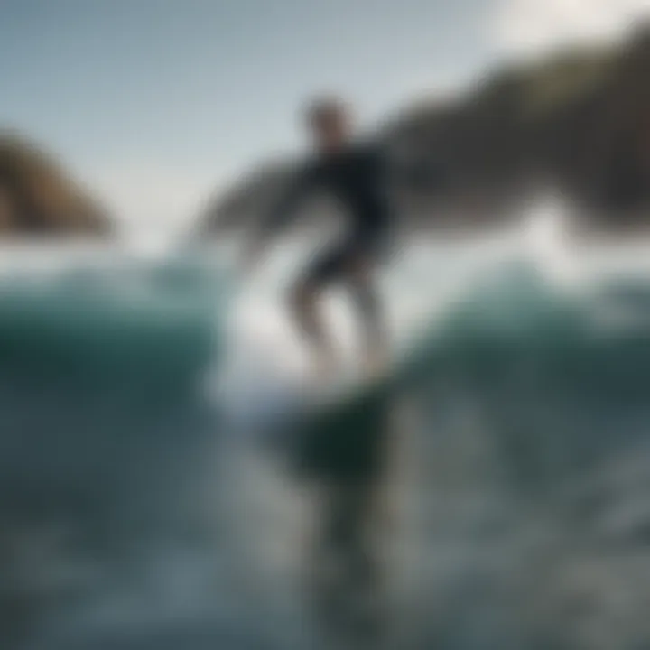 A surfer riding a wave on an Odyssey surf board