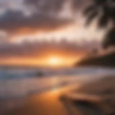 Breathtaking Sunset at Surf Beach Stunning sunset view over a Costa Rican beach with surfboards