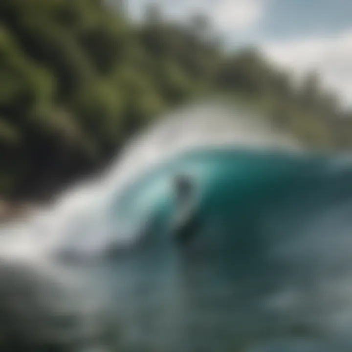 A surfer riding a wave in a pristine Costa Rican surf spot