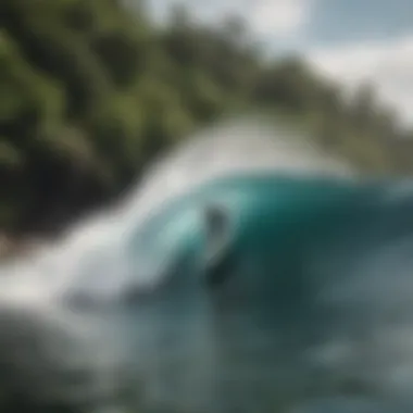 Mastering the Waves in Costa Rica A surfer riding a wave in a pristine Costa Rican surf spot
