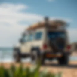 Robust vehicle parked at a surf spot