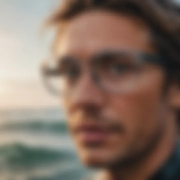 Close-up of prescription eyewear designed for water sports