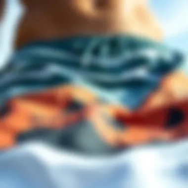 Detailed view of Quiksilver boardshorts showcasing fabric and design