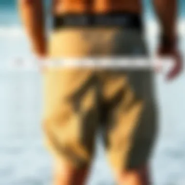 Illustration of boardshorts size chart with measurements