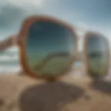 Close-up view of Ray-Ban surfer sunglasses highlighting unique design features