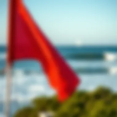 Red Flag for Dangerous Waters Close-up of a red flag indicating dangerous water conditions