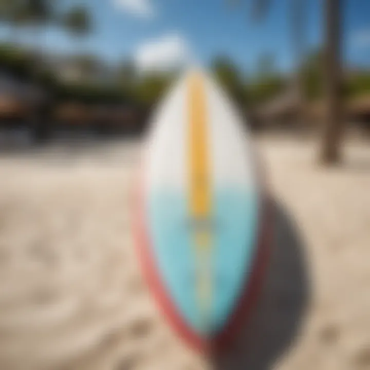 Modern surfboard designs displayed in the resort