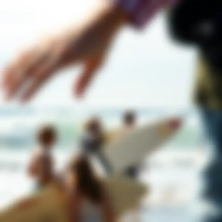 Surfers Embracing the Ocean Vibes Group of surfers enjoying a day at the beach