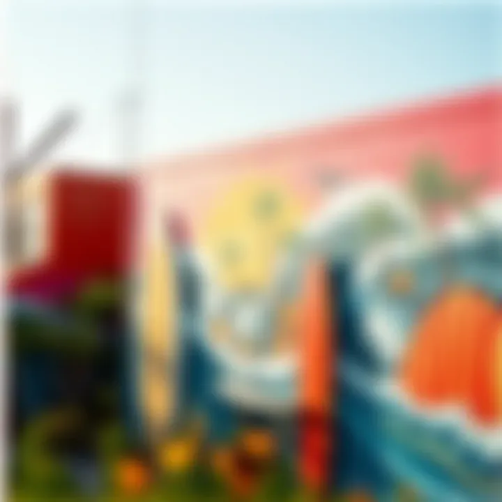 Colorful Murals Reflecting Surf Culture Vibrant surf culture displayed through colorful murals