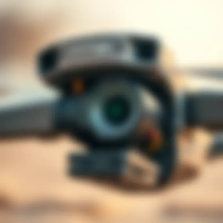 Close-up of a drone's camera specifications for sports videography