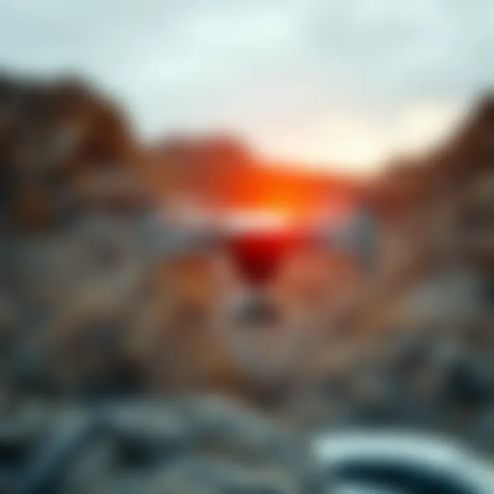 A drone navigating through a challenging sports environment