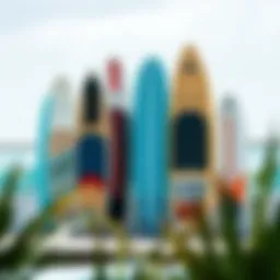 Overview of a selection of intermediate paddle boards showcasing various designs