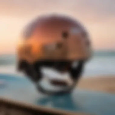 Close-up of a skateboard helmet showcasing safety features