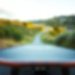 Longboard cruising on a scenic path