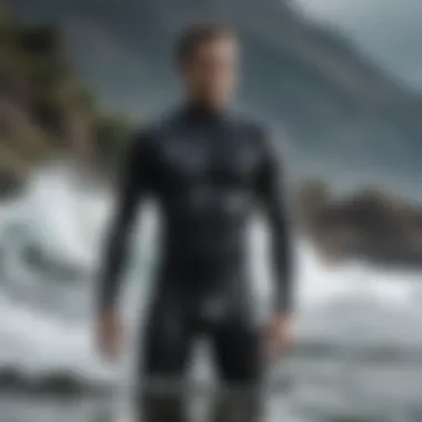 Wetsuit Material Flexibility Close-up of wetsuit material showcasing flexibility and texture