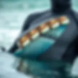 Close-up view of shark deterrent wetsuit technology