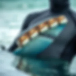Close-up view of shark deterrent wetsuit technology