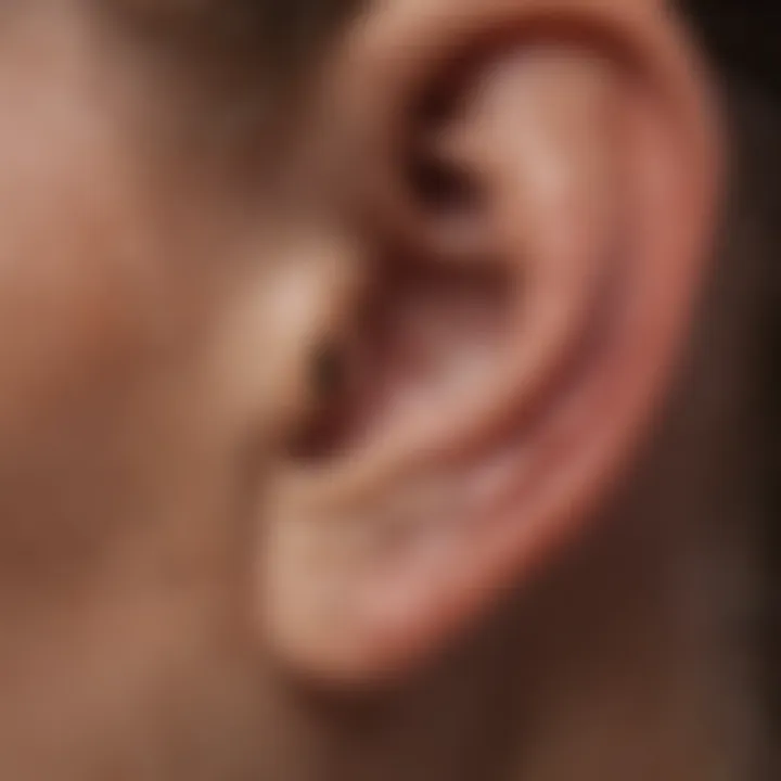 A graphic showing the anatomy of the ear highlighting areas where water can get trapped