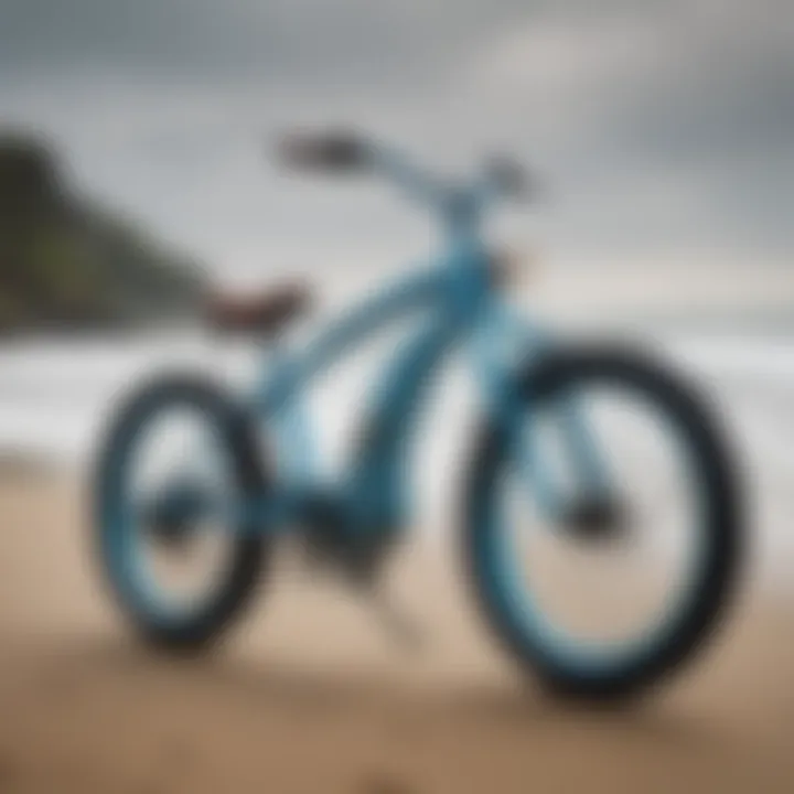 Close-up of surf electric bike design features