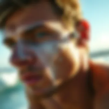 Protecting Skin with Surf Zinc Surf zinc application on a surfer's face during a sunny day