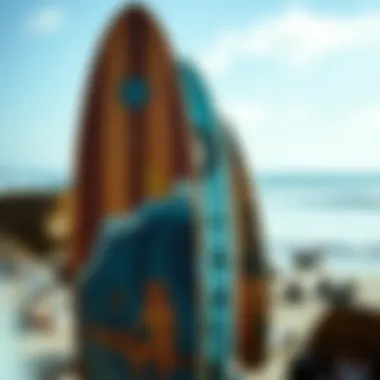 Surfboard designs inspired by oceanic motifs and feminine symbols