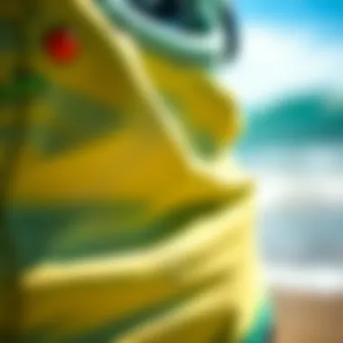 Close-Up of Surfboard Shorts Fabric Close-up of surfboard shorts fabric showcasing texture