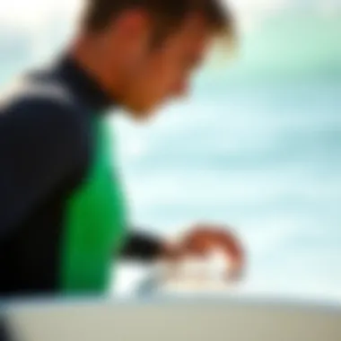 Surfer choosing the right wetsuit size